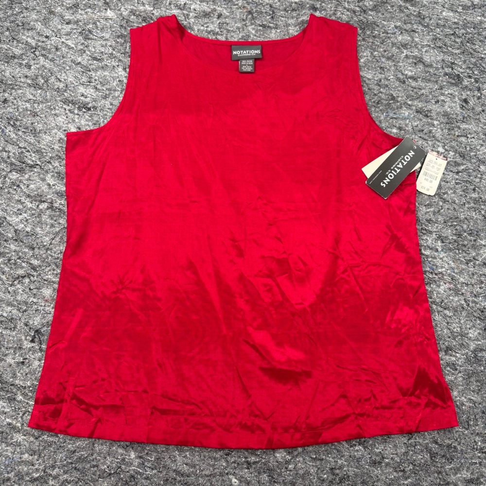 Notations Clothing Co Womens Red Rayon Sleeveless Shell Top Size L NWT 14167-00